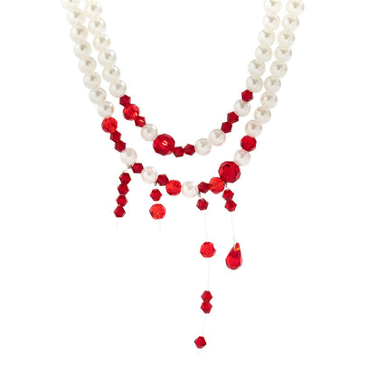 Marilyn Vintage Red Blood Pearl Chain Necklace