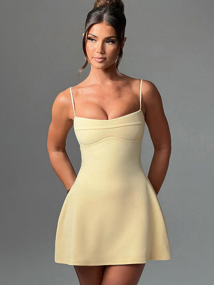 Irene Backless Suspender Mini Dress