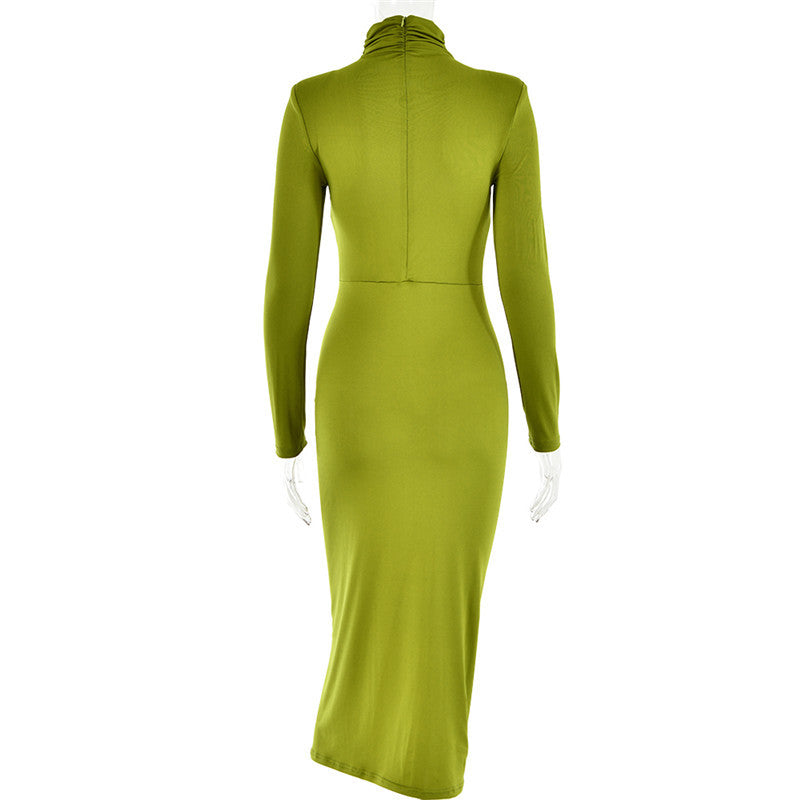 Kate Turtleneck Long Sleeve Bodycon Maxi Dress