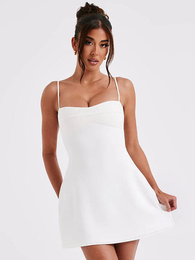 Irene Backless Suspender Mini Dress