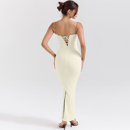 Ruby Spaghetti Strap Backless Lace-up Sexy Maxi Dress