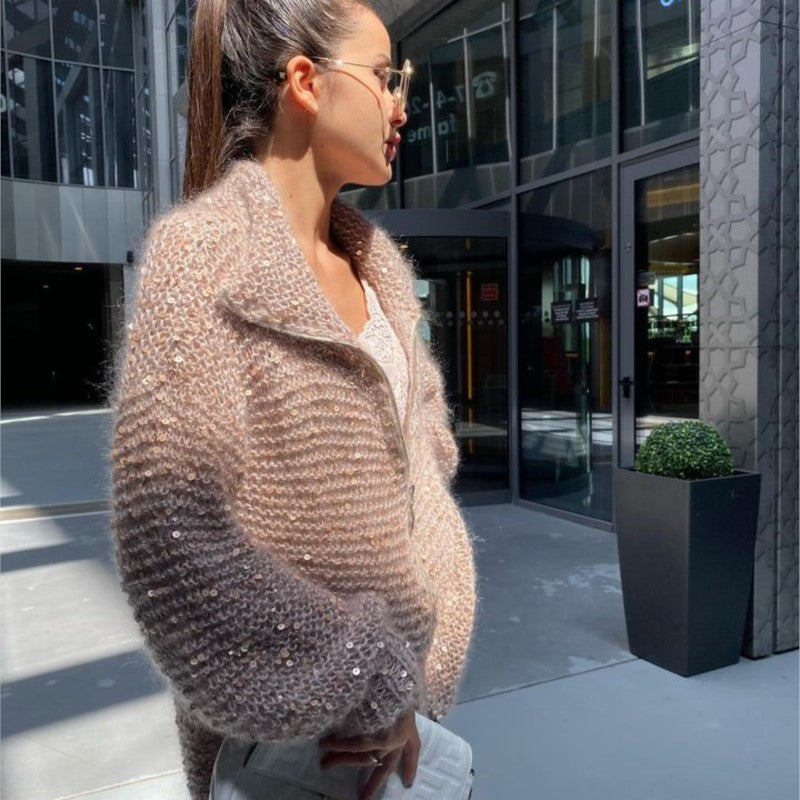 Faith Turndown Collar Long Sleeve Women Sweater