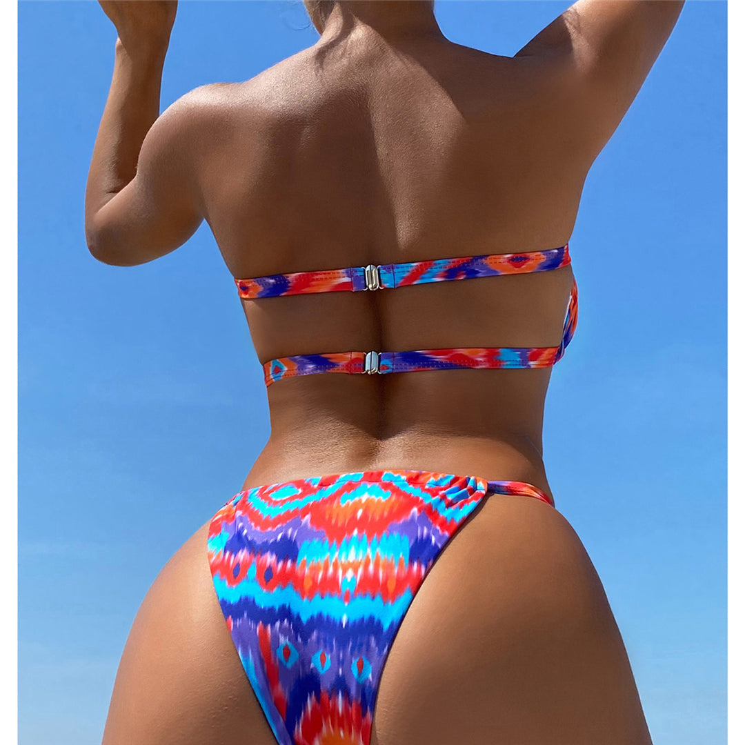 Penelope Sexy Printed Bandeau High Leg Cut Bikini