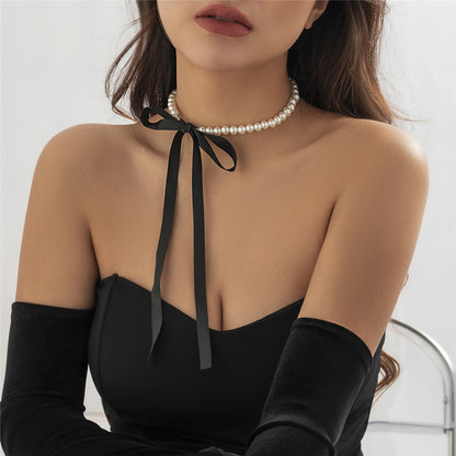 Sheila Velvet Ribbon Bowknot Choker Necklace