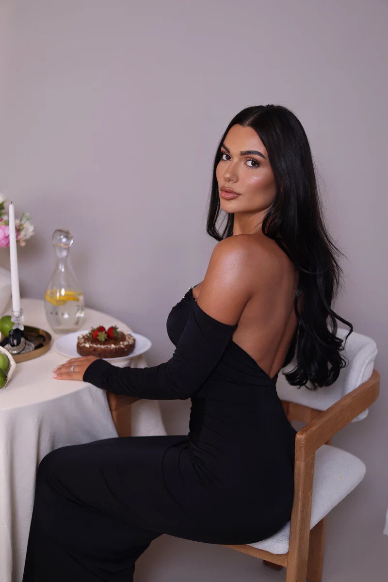 Peggy Diagonal Collar Long Sleeve Sexy Maxi Dress