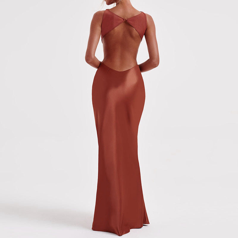Gloria Satin Backless Bodycon Sexy Maxi Dress