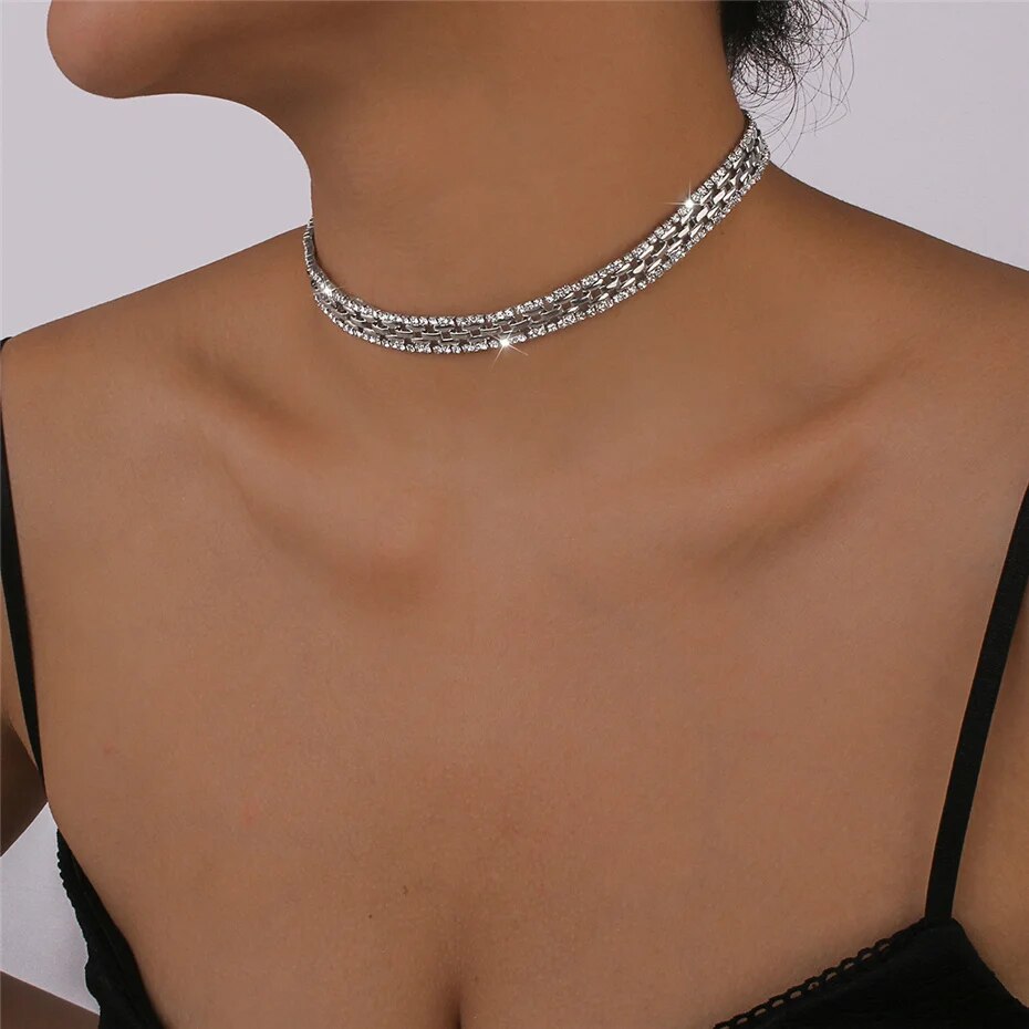 Pamela Geometric Rhinestones Square Chain Necklace