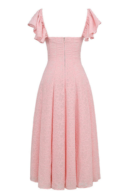 Caroline Butterfly Sleeve Backless Sexy Midi Dress