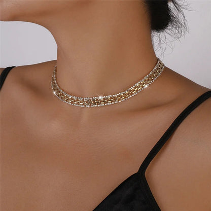 Pamela Geometric Rhinestones Square Chain Necklace
