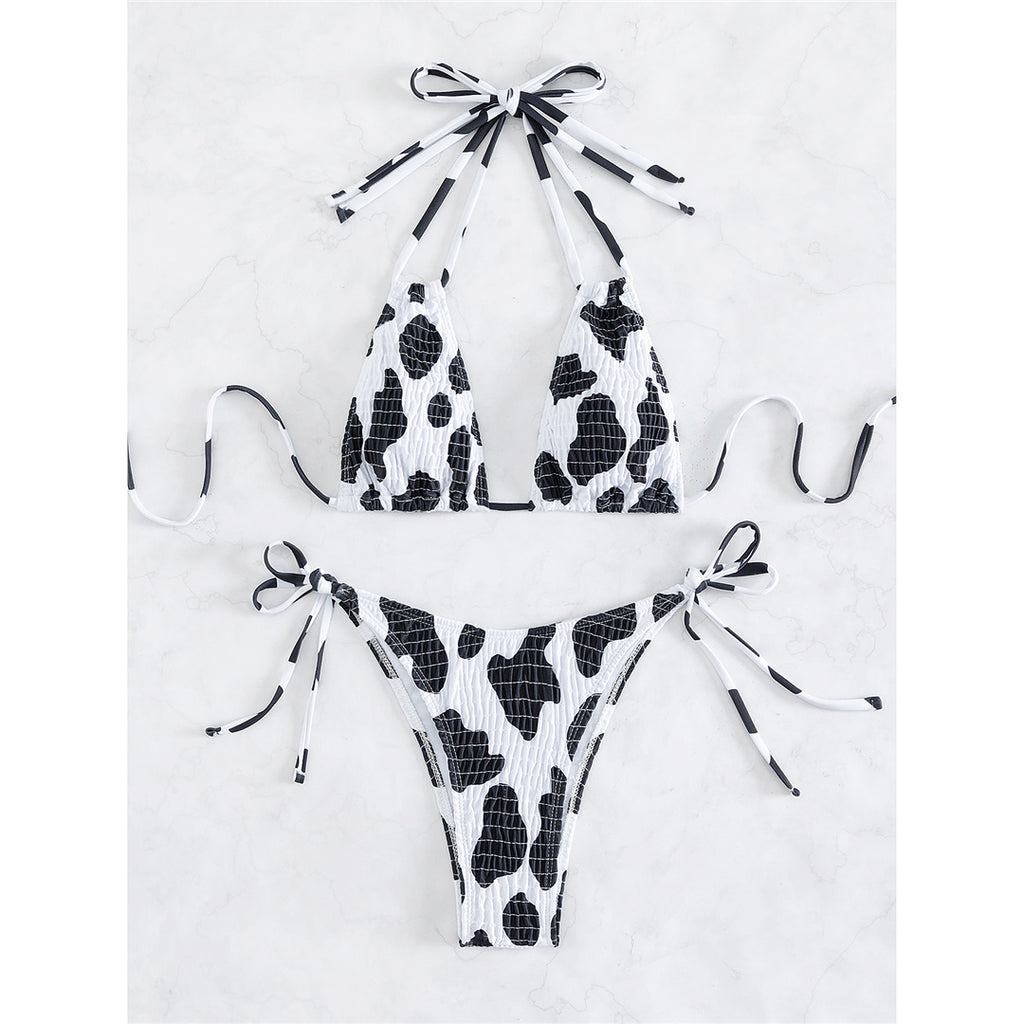 Susanna Wrinkled Halter Printed Strappy Bikini