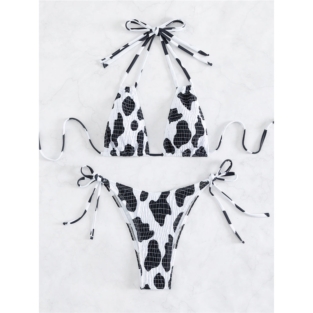 Susanna Wrinkled Halter Printed Strappy Bikini