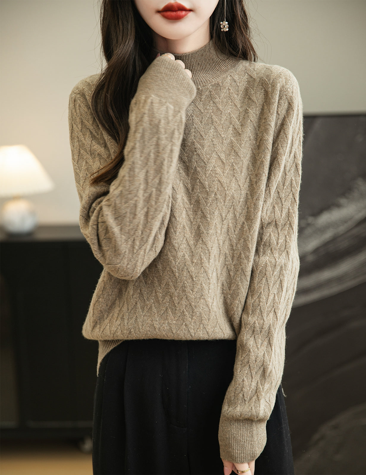 Holly Woman Mock Neck Long Sleeve Sweater