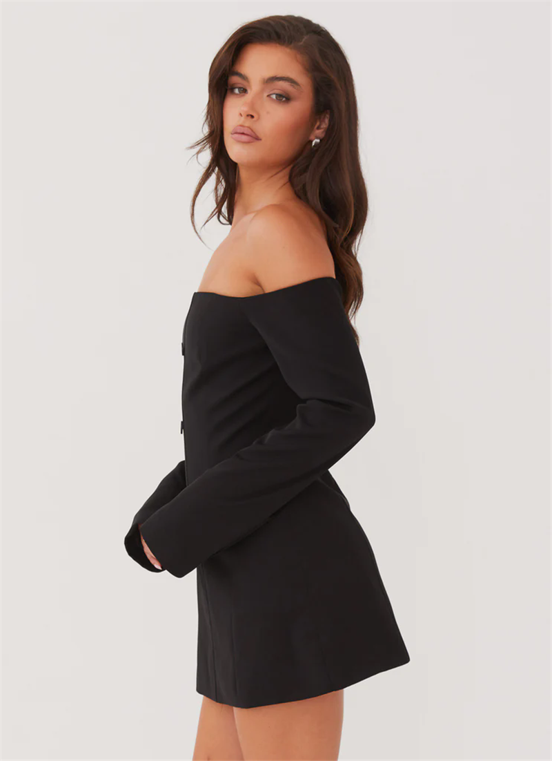 Evelyn Strapless Long Sleeve Sexy Mini Blazer Dress