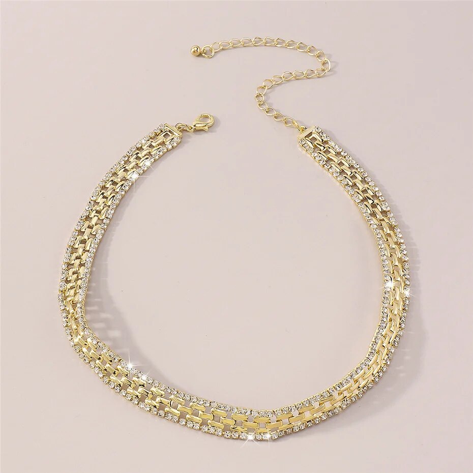 Pamela Geometric Rhinestones Square Chain Necklace
