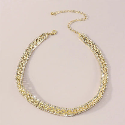 Pamela Geometric Rhinestones Square Chain Necklace
