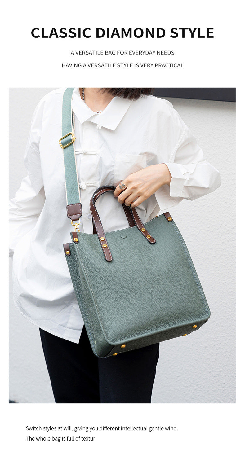 Jane Genuine Leather Vertical Tote Handbag