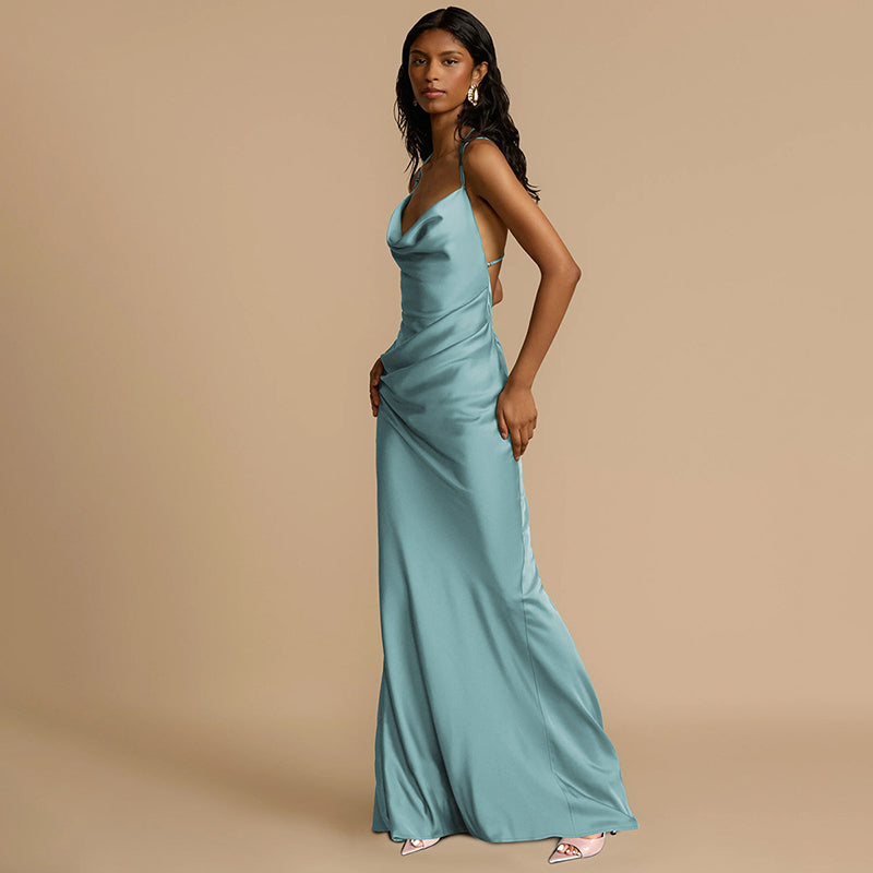 Stephanie Spaghetti Strap Backless Sexy Maxi Dress