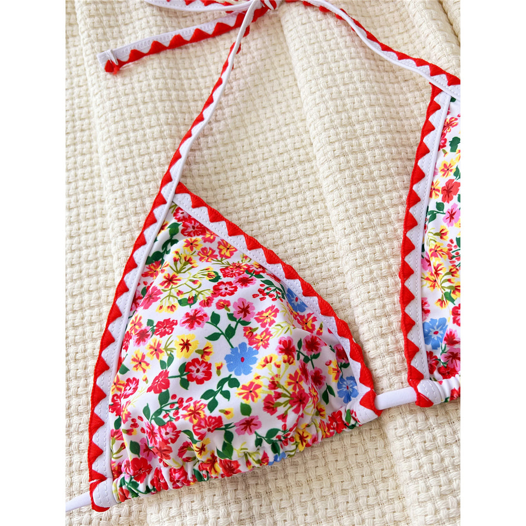 Sue Sexy Floral Printed Halter Bikini