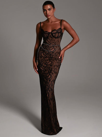 Valerie Lace Print Maxi Dress