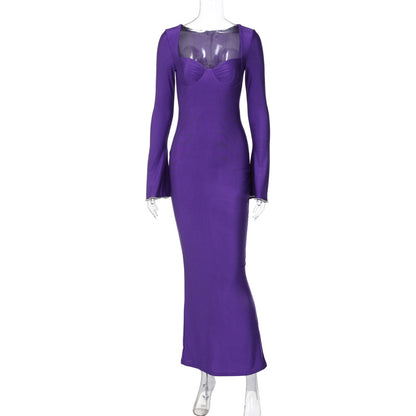 Carmen Long Flare Sleeve Sexy Maxi Dress
