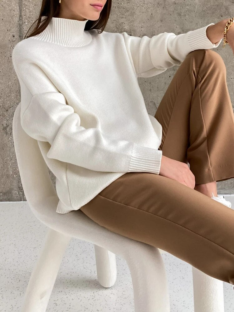 Dawn Women Turtleneck Oversized Casual Sweater