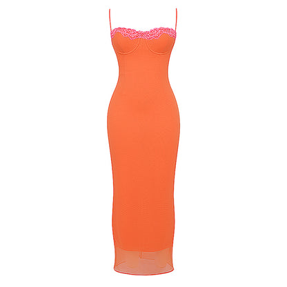 Lucy Lace Spaghetti Strap Bodycon Maxi Dress