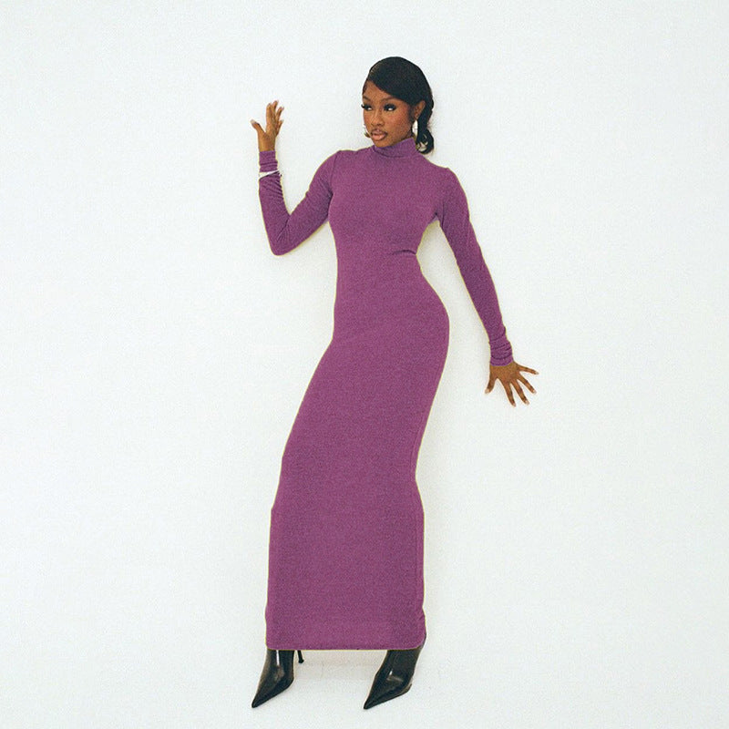 Rebecca Turtleneck Long Sleeve Maxi Dress