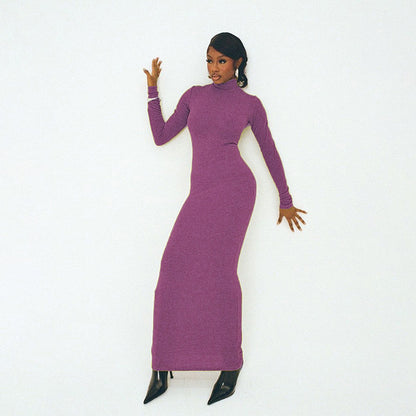 Rebecca Turtleneck Long Sleeve Maxi Dress