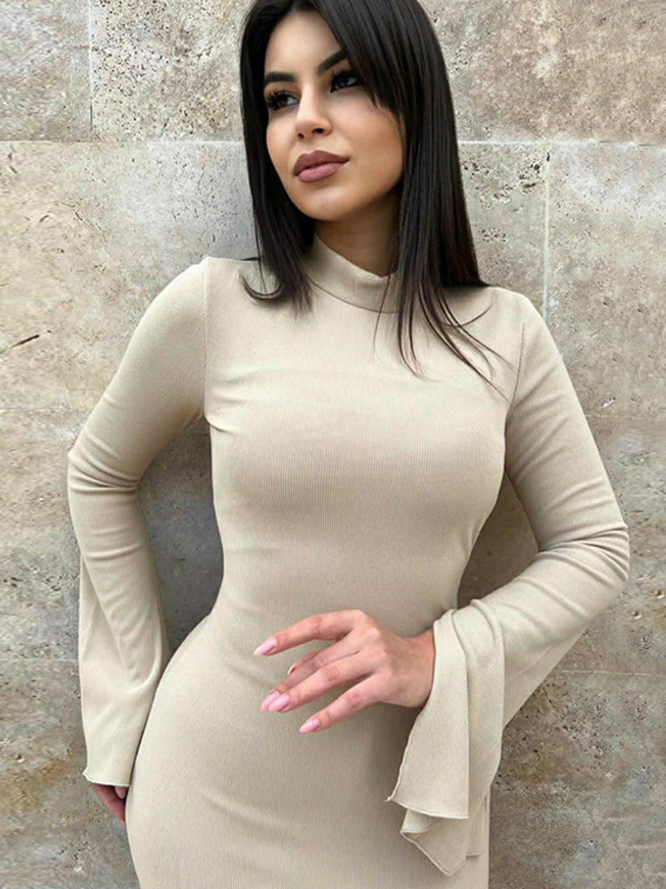 Jamie Turtleneck Long Sleeve Bodycon Maxi Dress