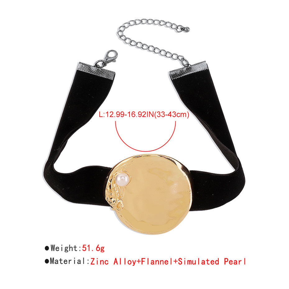 Deborah Big Metal Round Short Choker Necklace