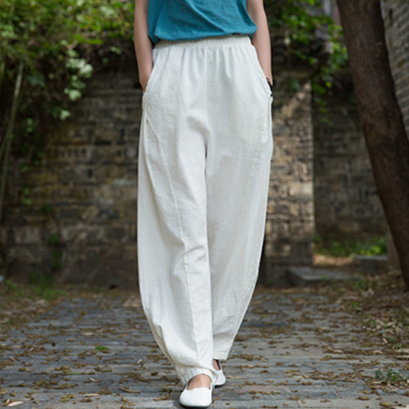 Yvonne Cotton Linen Women High Waist Pants