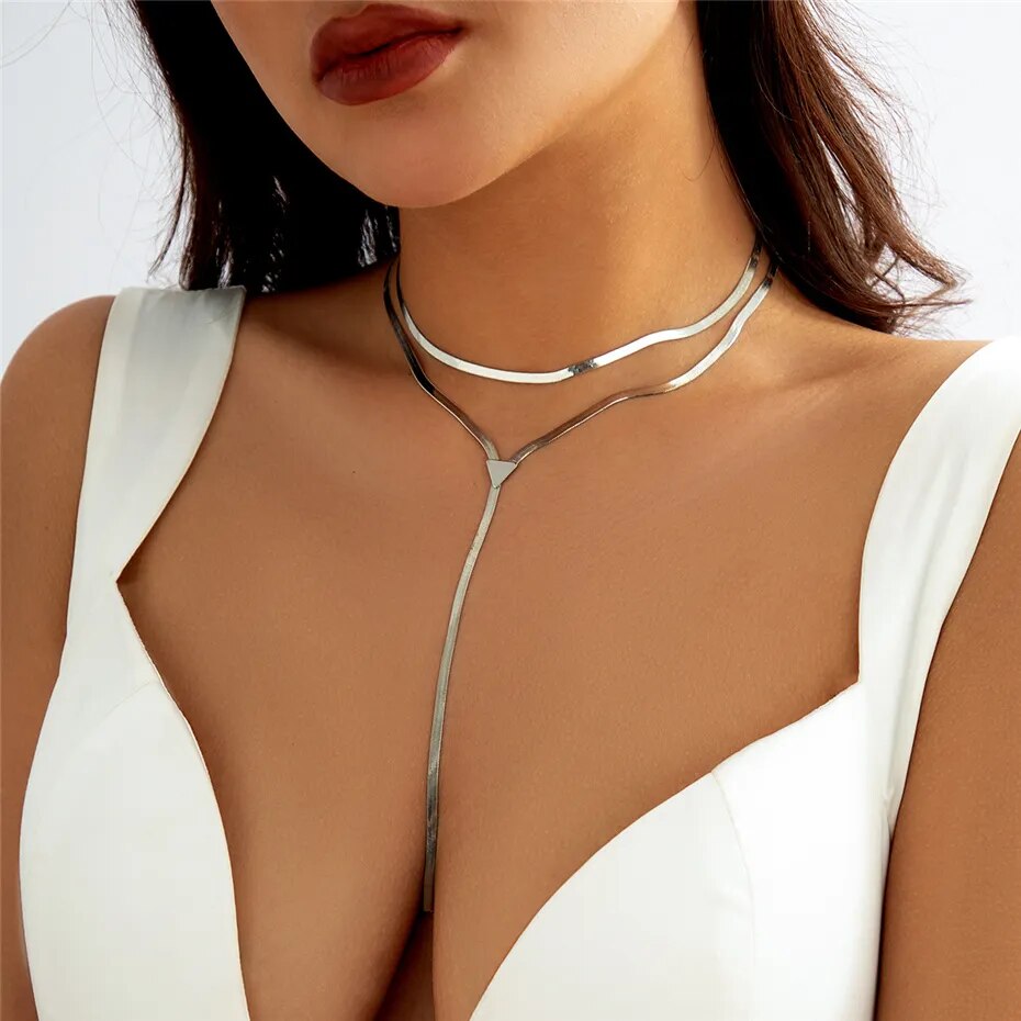 Melissa Vintage Pendant Long Snake Chain Necklace