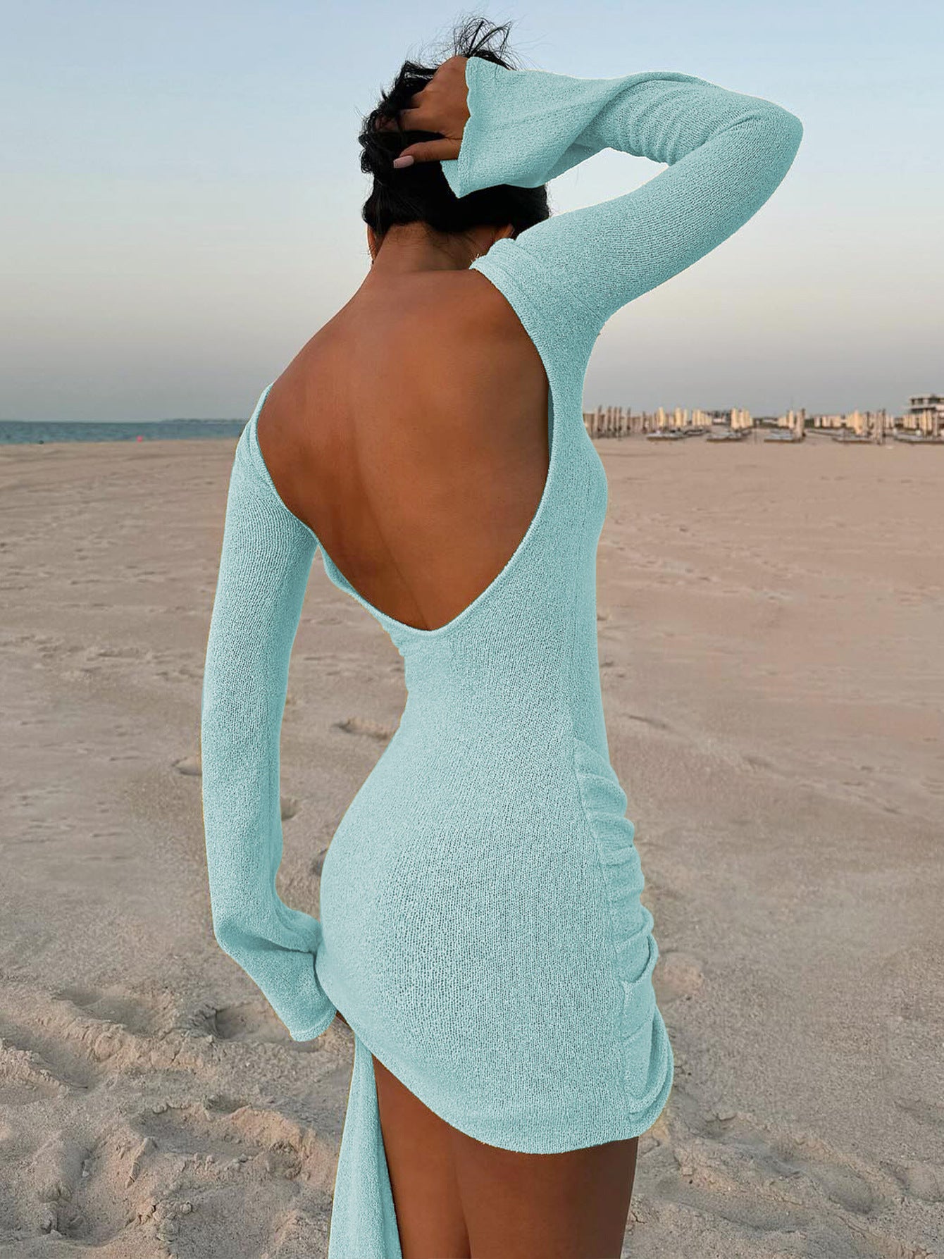 Carrie Knitted Backless Bandage Mini Dress