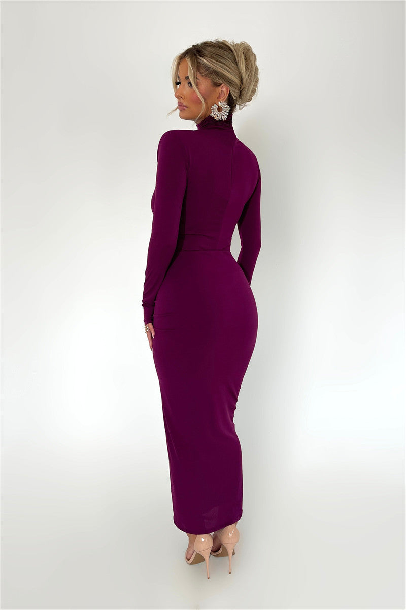 Kate Turtleneck Long Sleeve Bodycon Maxi Dress