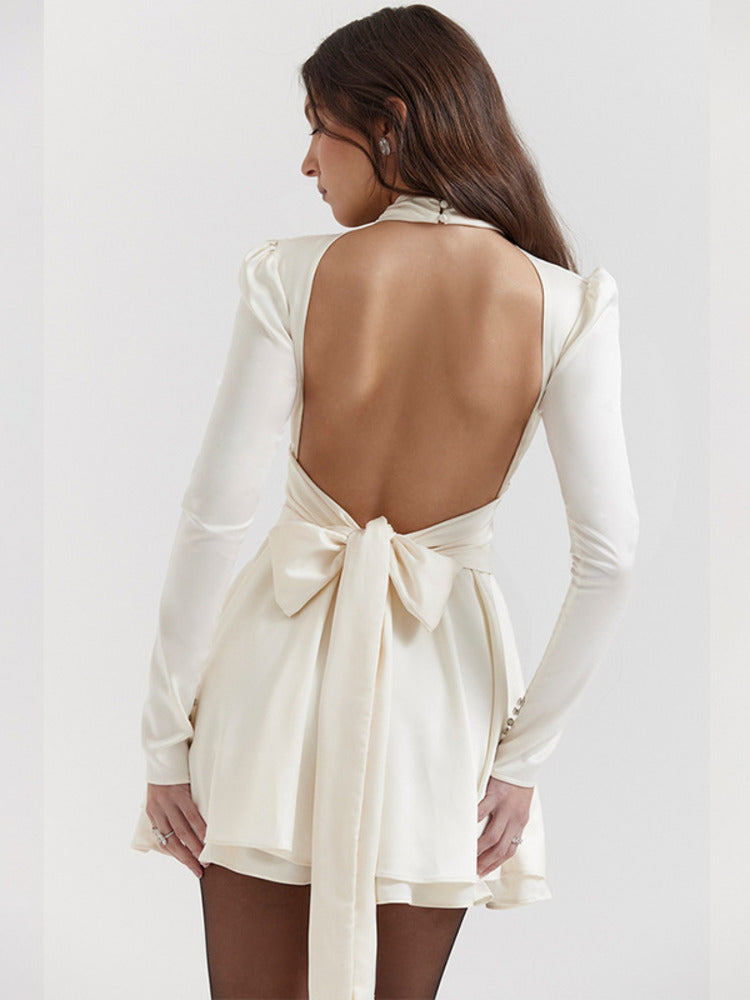 Janet Backless Bow Sexy Mini Dress