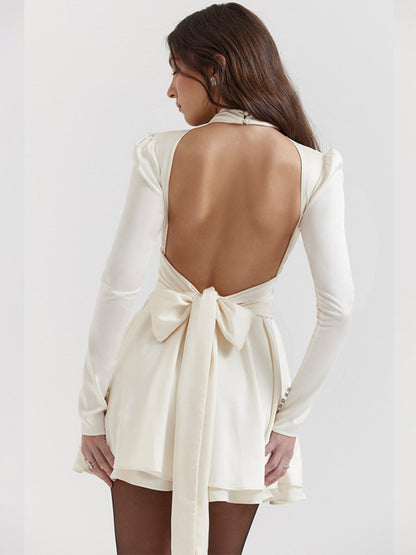Janet Backless Bow Sexy Mini Dress