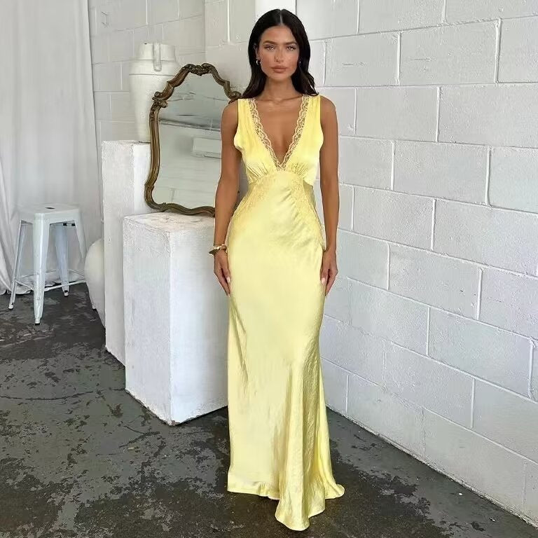 Shirley Lace Elegant Backless Long Dress