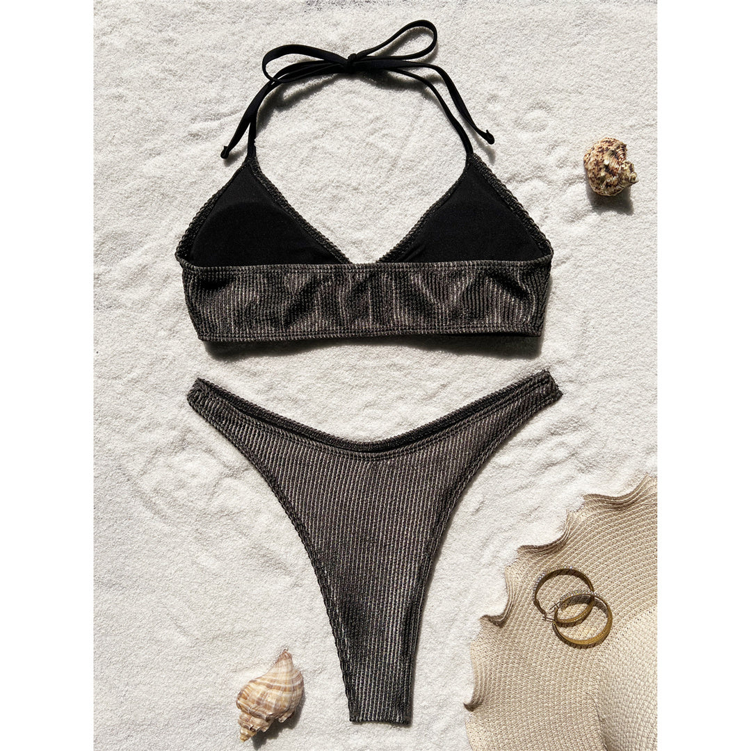 Lydia Ribbed Halter Brazilian Bikini