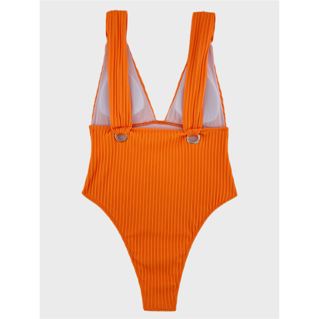 Jill Sexy Deep V Neck Ribbed Monokini