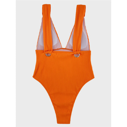 Jill Sexy Deep V Neck Ribbed Monokini