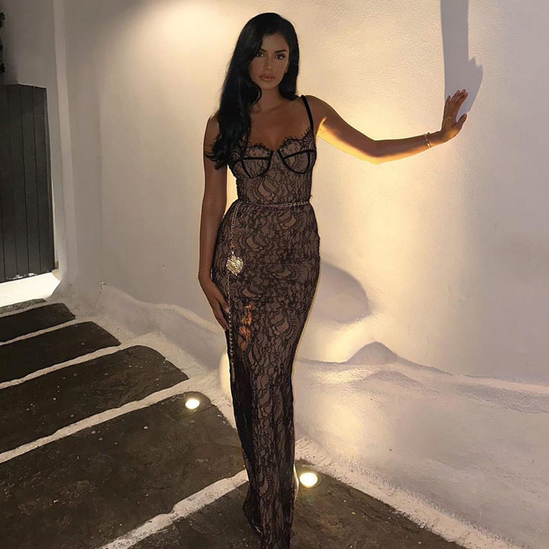 Valerie Lace Print Maxi Dress