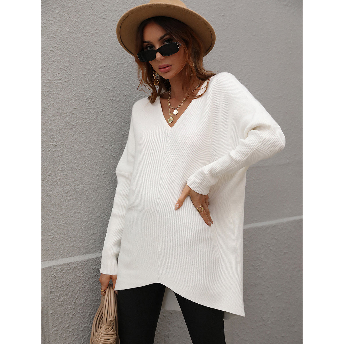 Joanna V-Neck Solid Color Women Sweater
