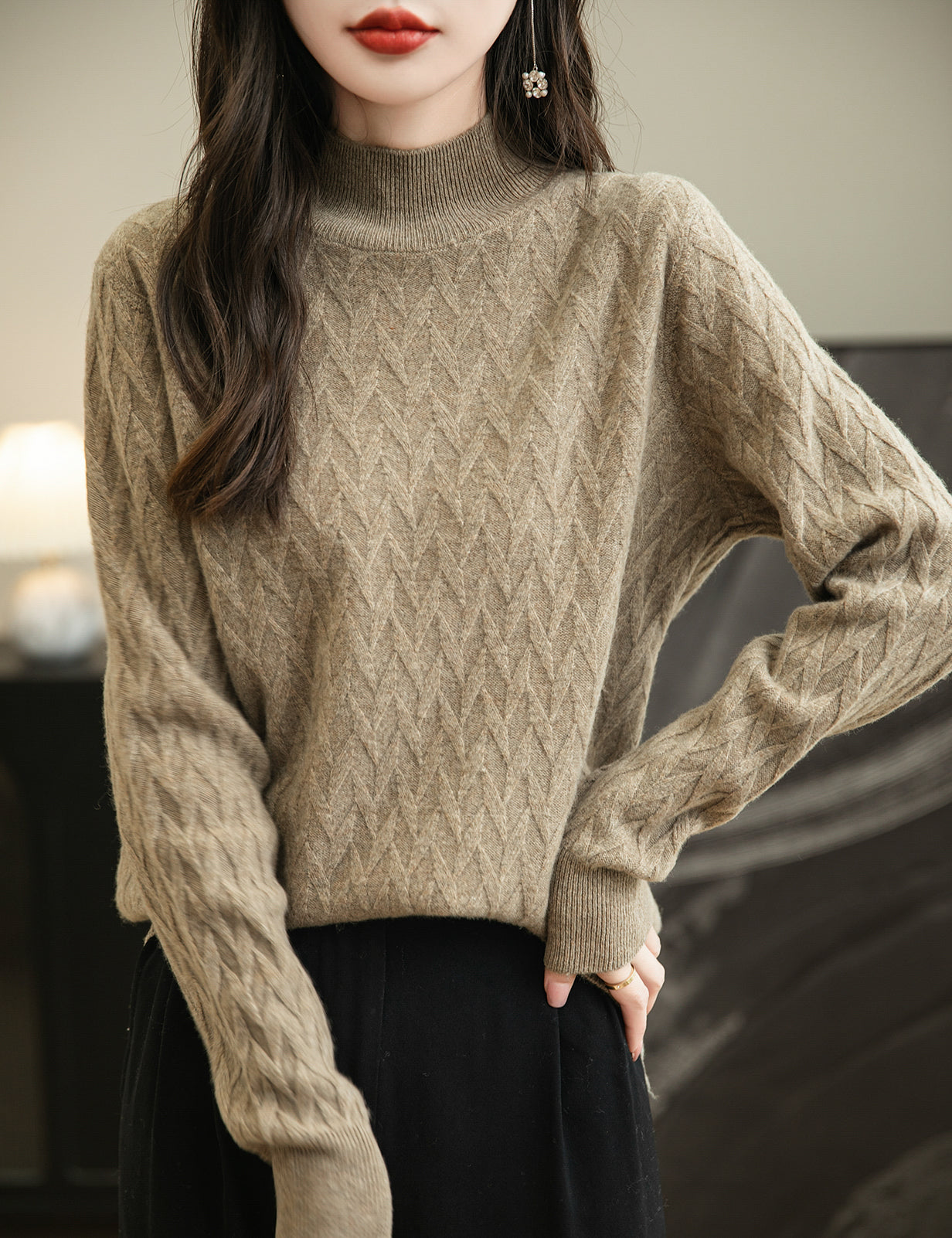 Holly Woman Mock Neck Long Sleeve Sweater