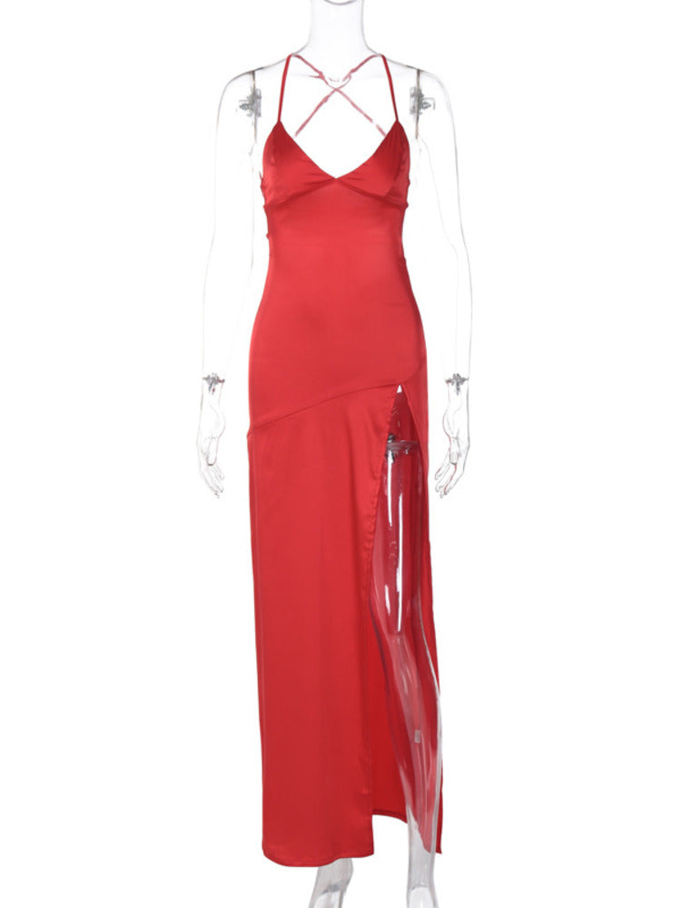 Lillian Spaghetti Strap Backless Sexy Maxi Dress