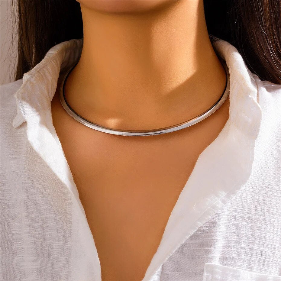 Whitney Vintage Iron Metal Torques Choker Necklace
