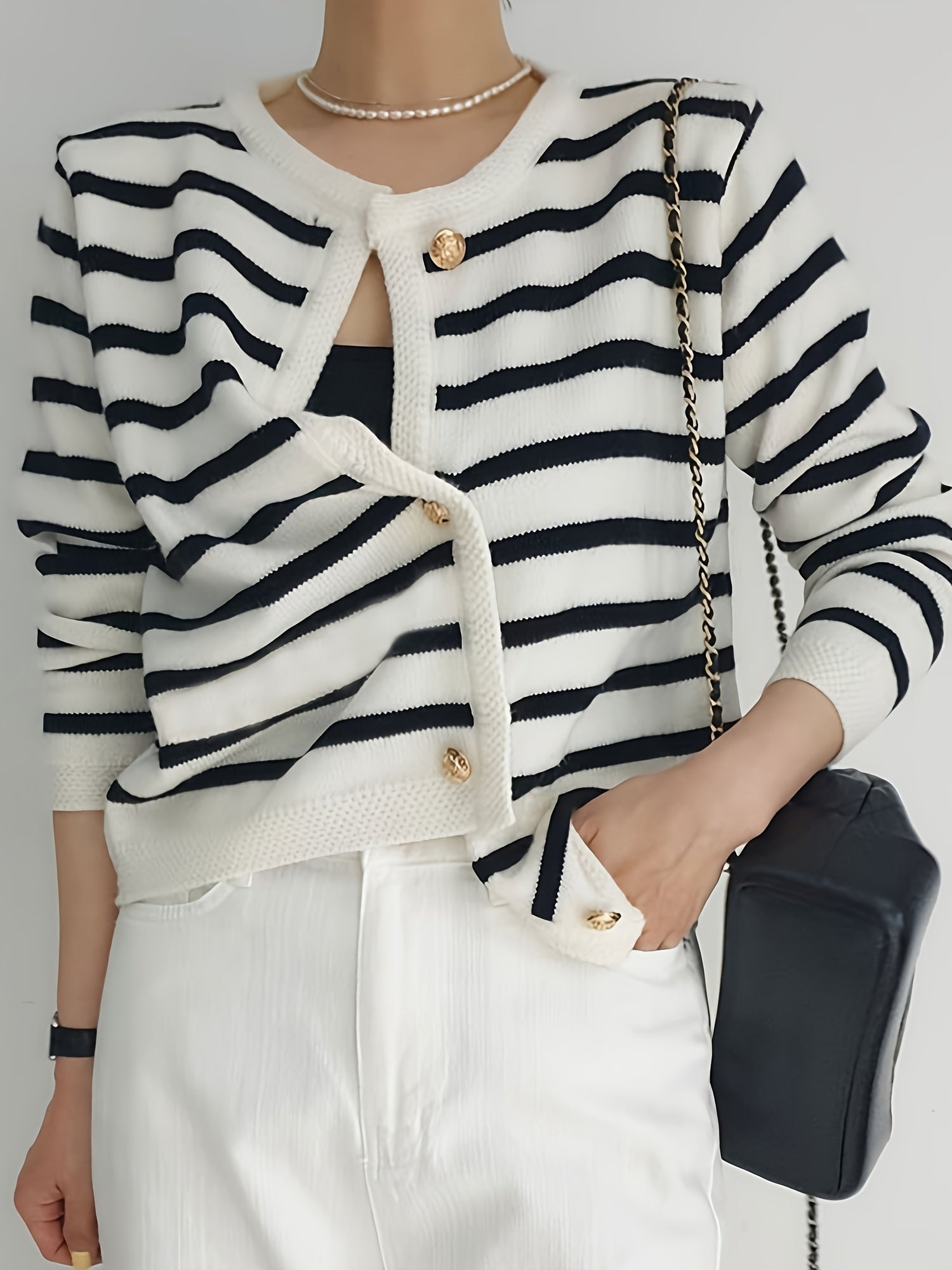 Janet Woman Striped Soft Long Sleeve Sweater