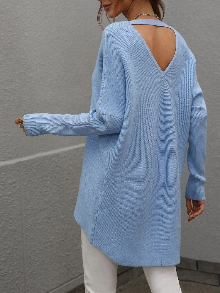 Joanna V-Neck Solid Color Women Sweater