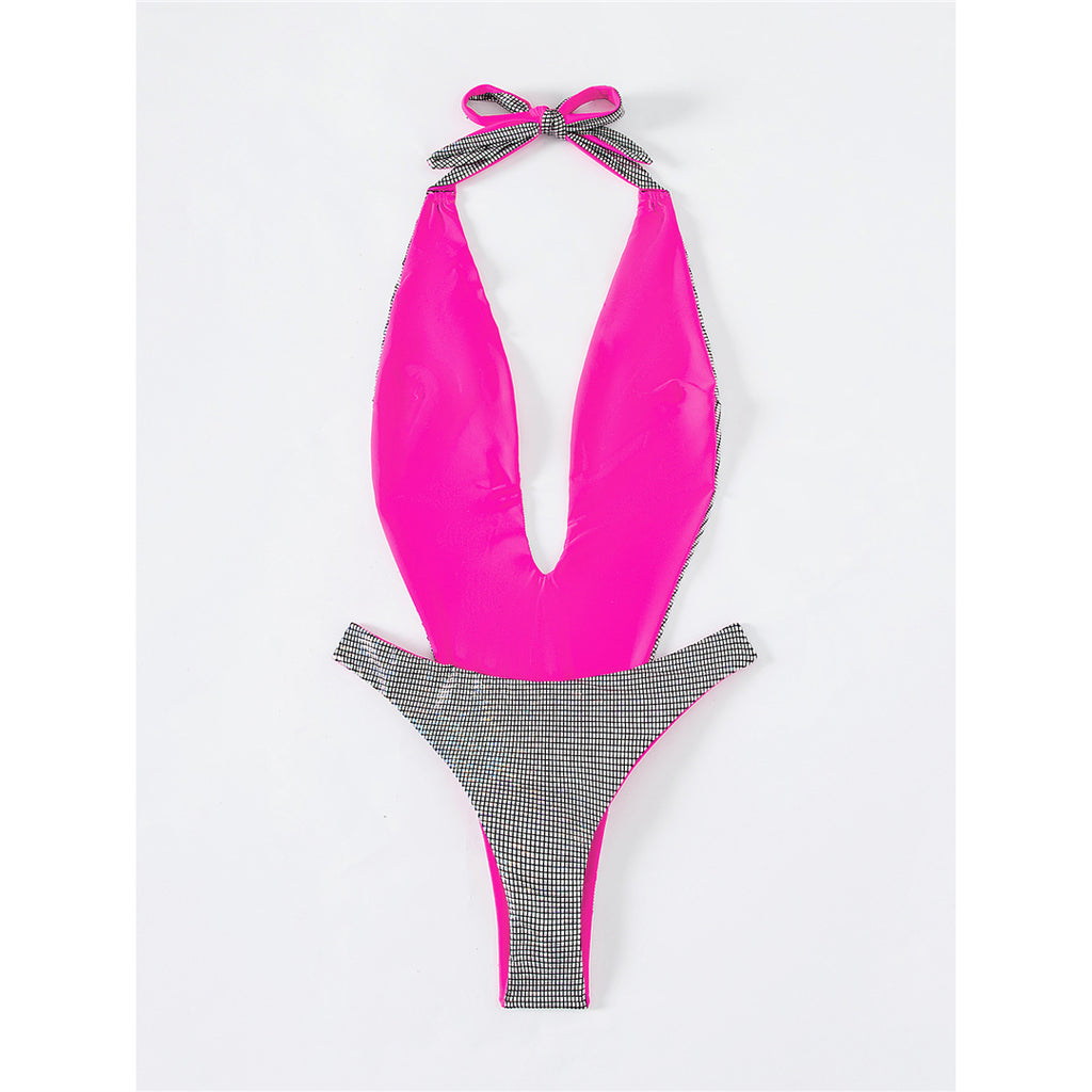 Rebecca Deep V Neck Backless One Piece Swimsuit