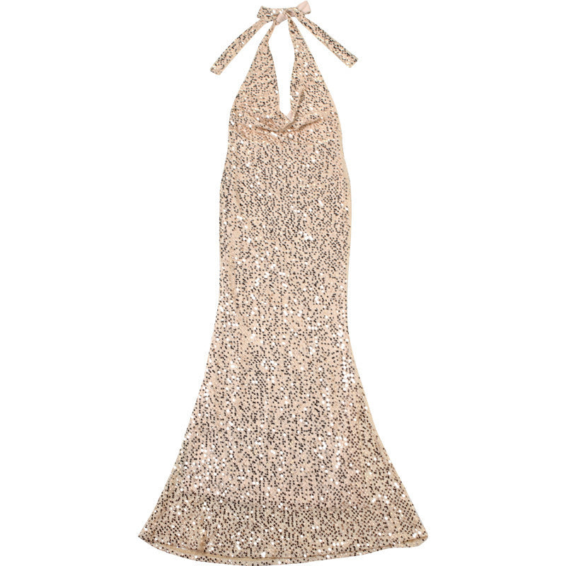 Ethel Sequins Backless Sexy Maxi Dress