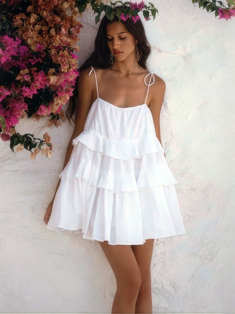 Ashley Ruffle Bandage Backless Mini Dress